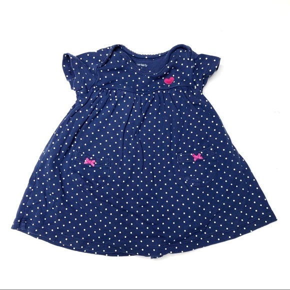 Carter’s Navy Polka Dot Onesie Dress 6m - Picture 1 of 5